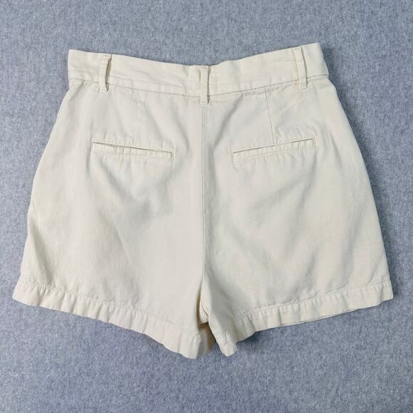 Wilfred Free Cabin Shorts Light Khaki Womens Sz 8 Cotton Linen Pleated High-Rise - Picture 3 of 6
